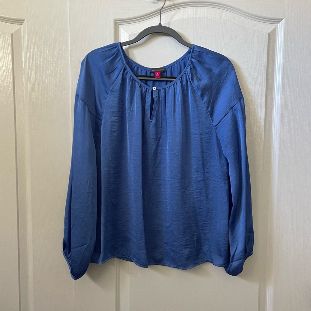 Vince Camuto Womens Jacquard Satin Blouse